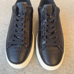 Ecco Black and White Sneakers with Textured Upper